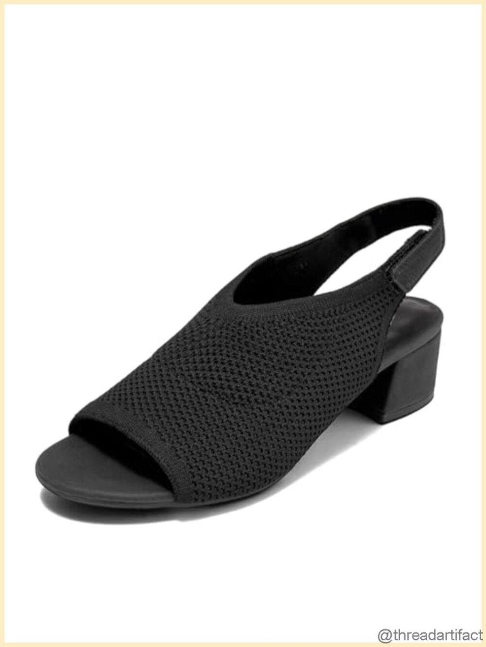 Stretch Knit Slingback Block Heel Sandals Comfortable
